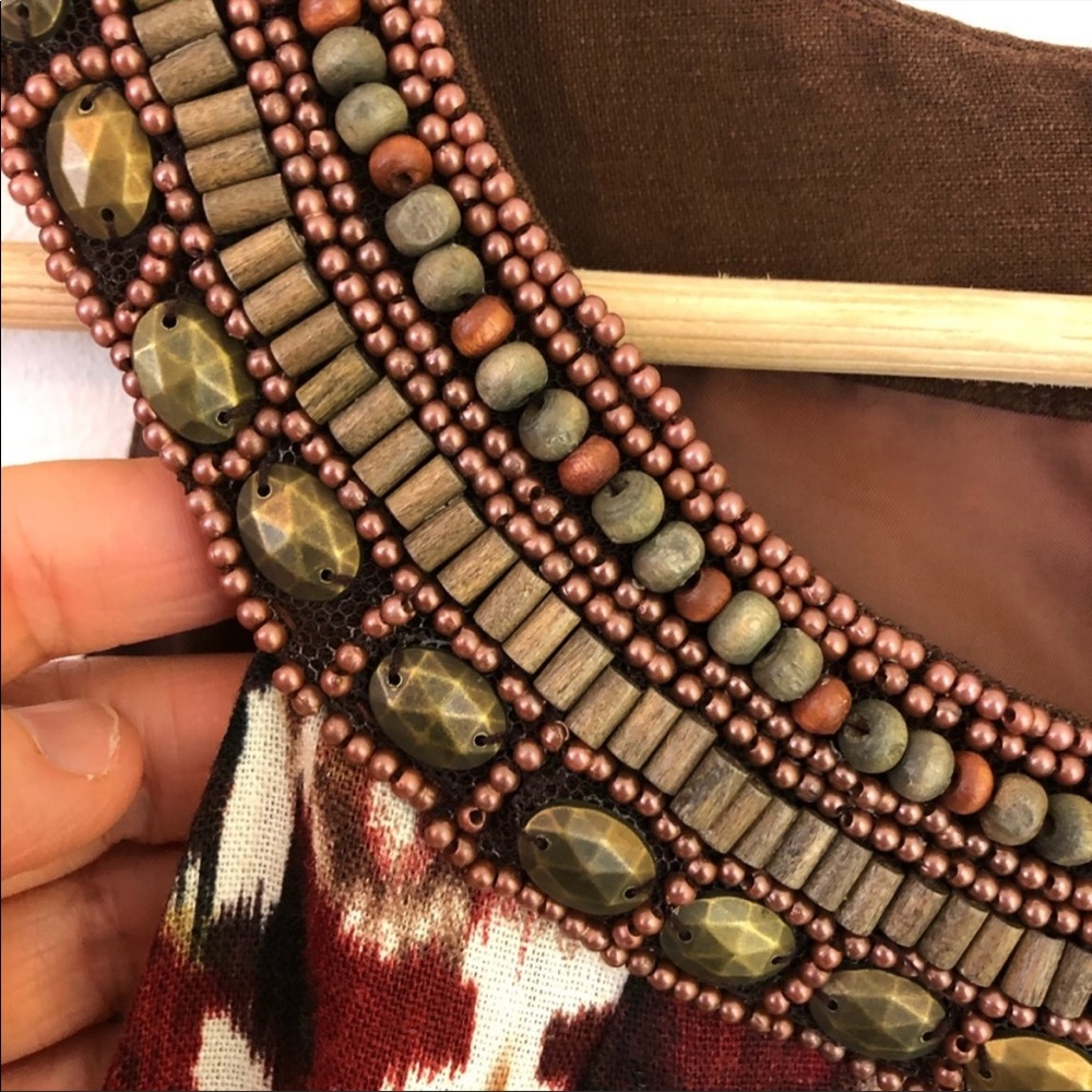 ELIZA J NEW YORK IKAT BEADED DRESS SZ 10 - Picture 9 of 12